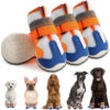 All Seasons Colorful Pet Shoes with Reflective Strips for Night Safety Mesh Fabric Breathable Rubber Anti-Slip Dog Shoes Pets Footwear