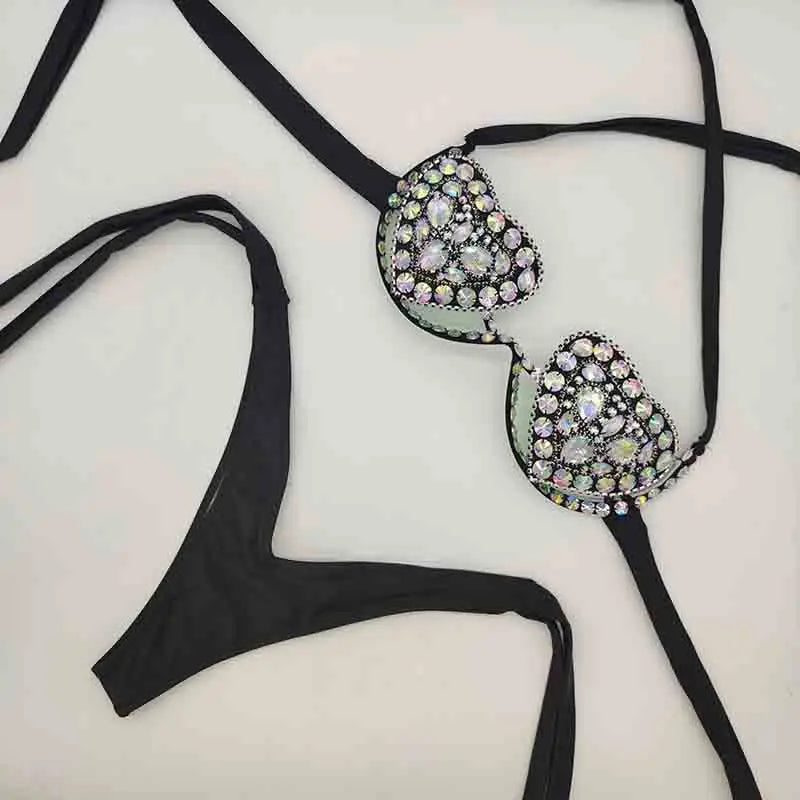 NEW Arrivals 2PCS Set Summer Luxury Diamond Bikini Set New Style Sexy Swimwear Rhinestone Bathing Swimming Pool Suit Sexy Women Beachwear Ladies Luxury Swimwear Suits