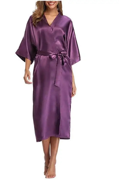 NEW Arrivals S-4XL PLUS SIZE 8 Colors High Quality Women Silk Rayon Robe Sexy Long Lingerie Sleepwear Kimono Yukata Nightgown Ladies Luxury Nightgowns