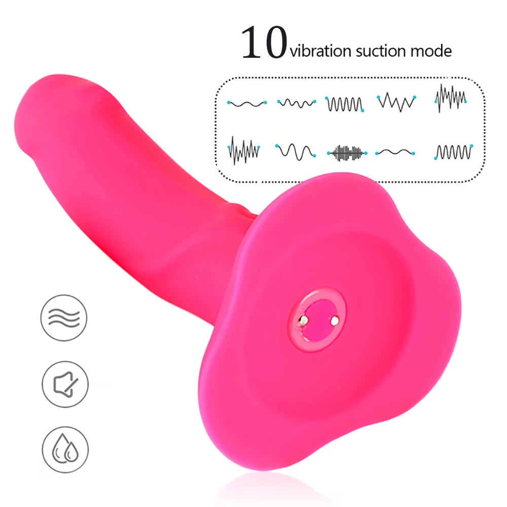 Adult 10 Speed Vibrating Strap On Dildo Vibrator Panties Women's Lesbian Sex Bondage Dildo Belt Penis Artificial Sex Toys For Womans