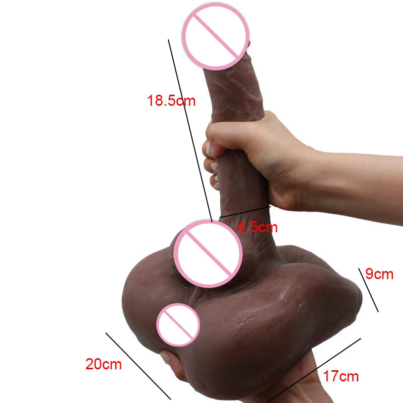 Realistic Male Black 3D Torso Long Penis Half Body Sex Doll With Big Dildo Sexy Toys for Men Women Gay Adult Products