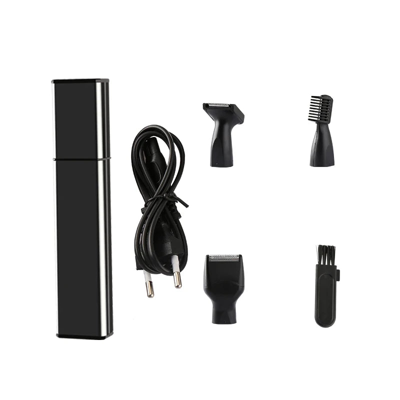NEW Arrivals 4PCS Set Rechargeable Nose Beard Trimmer for Men Eyebrow Nose Hair Trimmer Face Ear Hair Removal Ear Shaver Machine Set Male Grooming Accessories Supplies