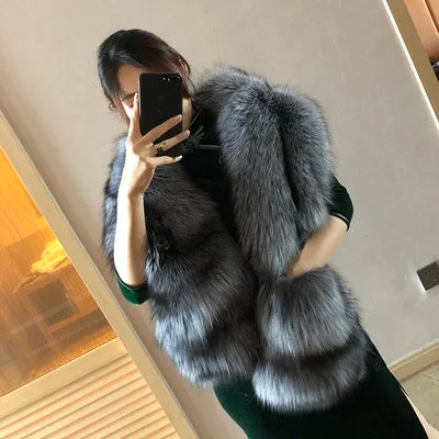 NEW Arrivals 5 Colors 160cmx25cm Luxury 100% Real Fox Fur Scarf, Big Skin Scarf, Natural Fox Fur Stole, Genuine Fox Fur Shawl, Pocket Fashion Evening Party Ladies Luxury Fashion Apparel Accessories
