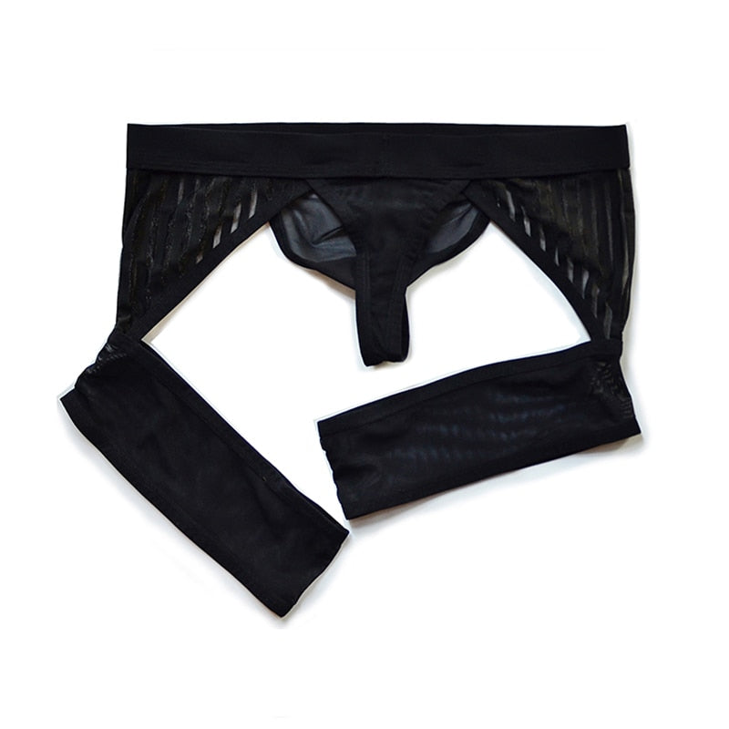 Men's Underpants Underwear Sexy Men's Thong Sissy Tanga Hombre Transparent Lace Jockstrap Panties String Homme Around Leg Cueca