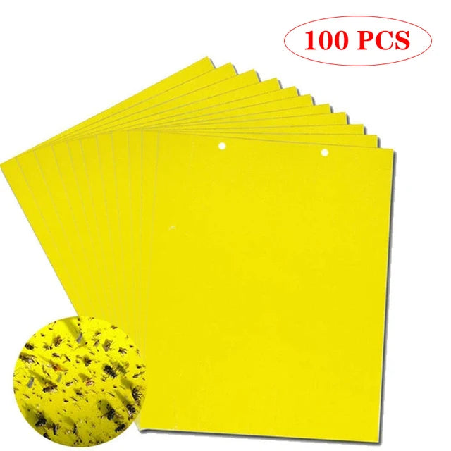 NEW Arrivals 50-100pcs Strong Fruit Fly Traps Bugs Yellow Sticky Board Pest Control Insect killer Two-Sided Glue Paper Trap for Kill Pests