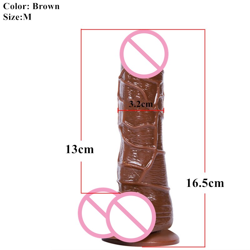 MwOiiOwM 19cm Whopper Black Realistic Dildos Sucker Dick for Women, Erotic Sex Toys Simulation Male Penis Adult Products