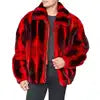 New Design S-3XL Plus Size Men's Winter Fur 100% Chinchilla & Red Color Jacket Casual Fashion Real Rex Rabbit Fur Overcoat with Long Zipper Real Fur Coat Bomber Style Men Luxury Apparel Supplies