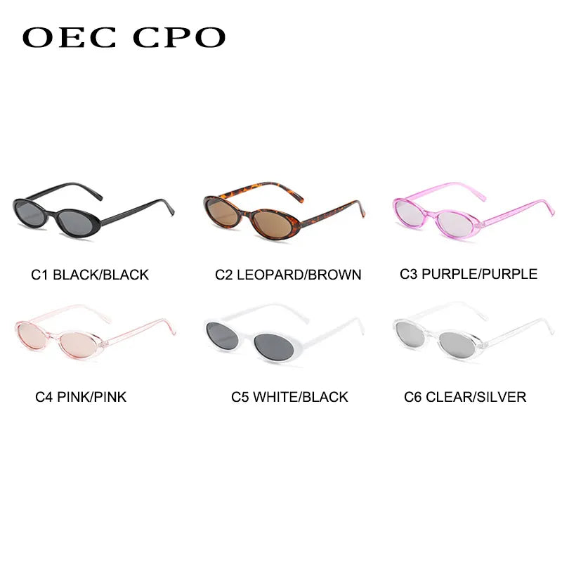 OEC CPO Sexy Small Oval Women's Sunglasses 2023 New Fashion Leopard Brown Hot Sun Glasses Female Retro Colorful Shade Eyeglass