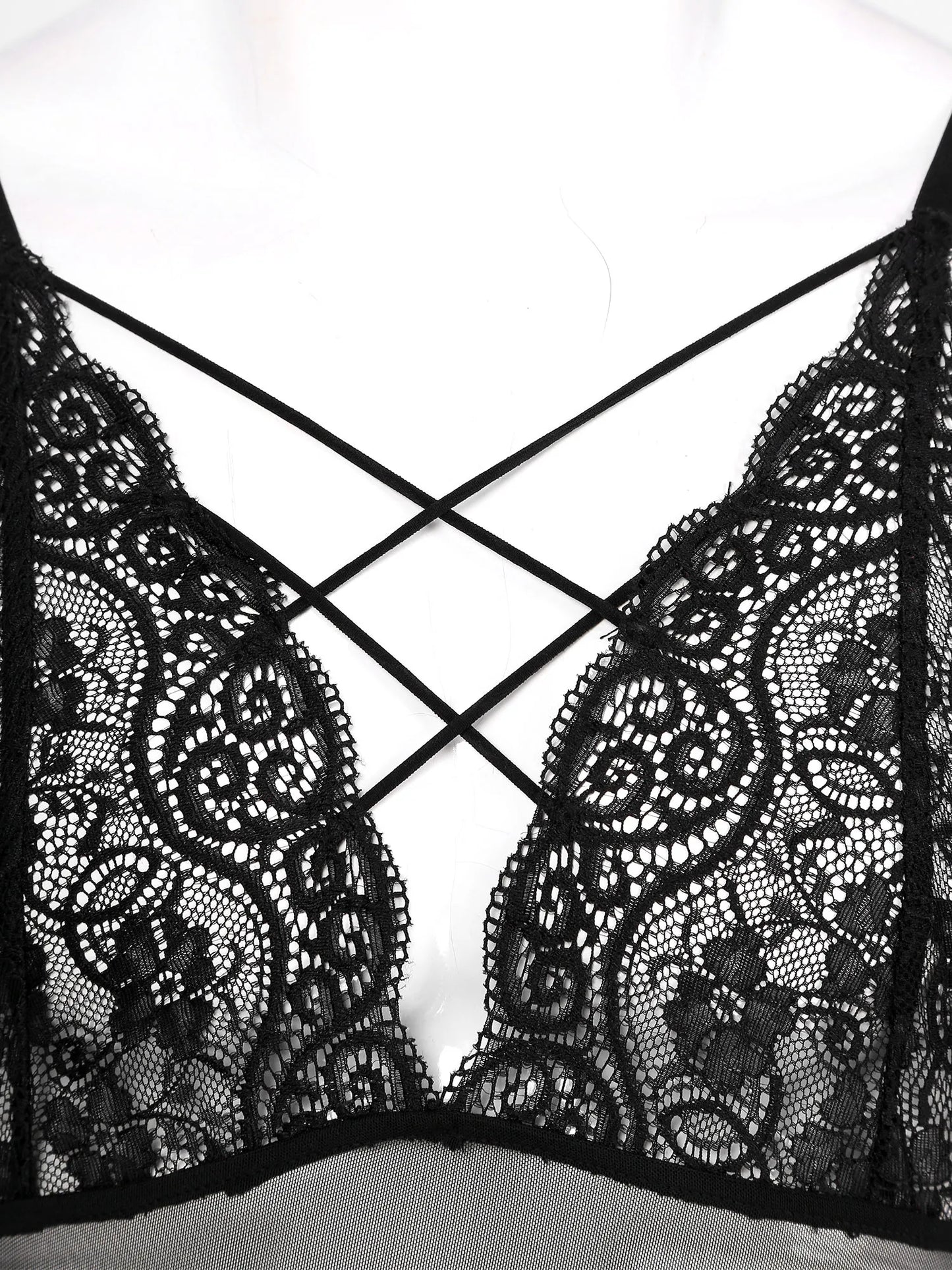Mens Sissy Sexy Bodysuit Lingerie Nightwear Crisscross Strappy Adjustable Straps Leotard See-through Mesh Lace Patchwork Teddies