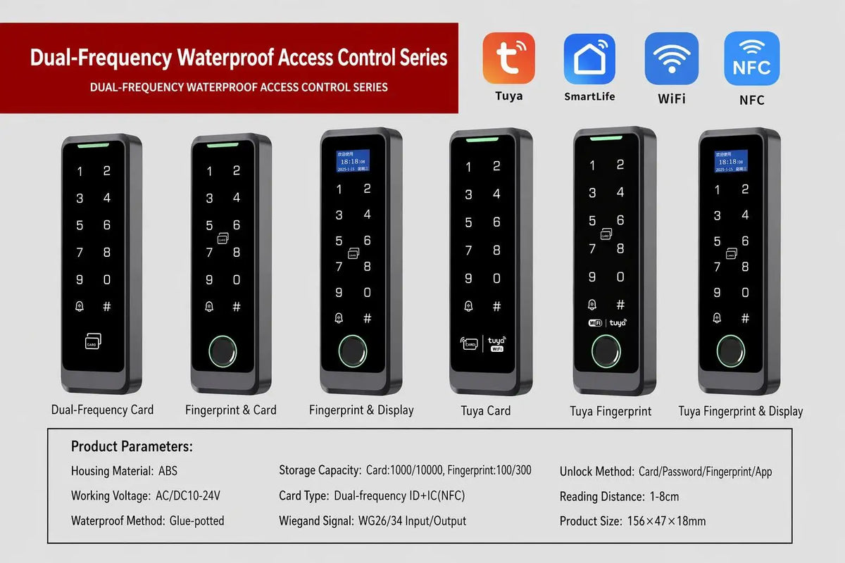 NEW Home Villa Hotel Office Dual Frequency RFID Standalone Card Reader Both EM ID 125KHz 13.56MHz Touch Waterproof Keypad Door Access Control Entry Lock CE Certified Home Security Accessories