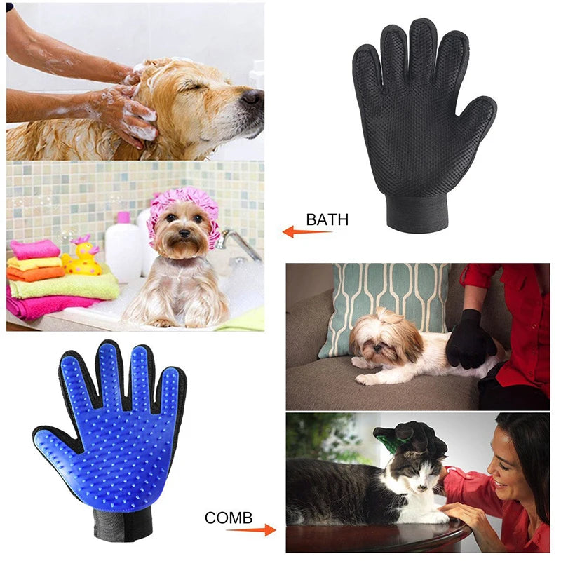 NEW Arrivals 1 Pair 4 Colors Silicone Pet Dog Cat Grooming Gloves Pet Cat Massage Glove Hair Brush Shower Comb Dog Bath Shower Cleaning Tools Pets Supplies