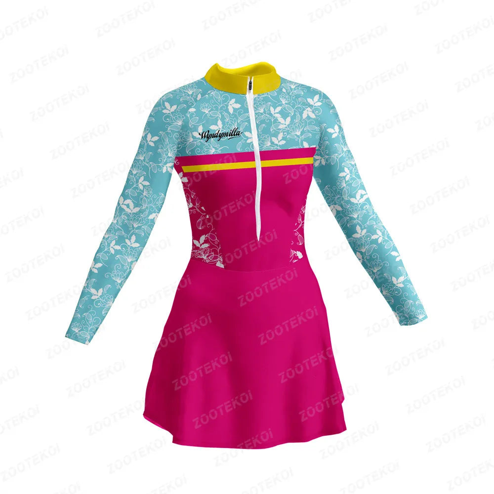 Women Who Ride Skinsuit Triathlon Jumpsuit Dress Macaquinho Female Saia Mtb Cycling Skirt Bike Pretty Little Dress