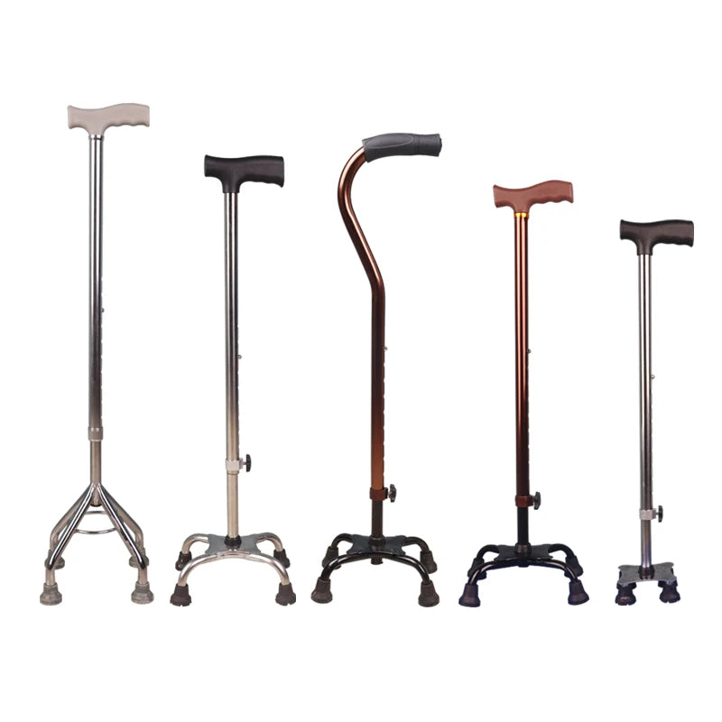 NEW Foldable Telescopic Walking Assistant Crutch Four Legged Walking Sticks for Elderly Disabled Paralyzed People Outdoor Hiking Mobility Tools