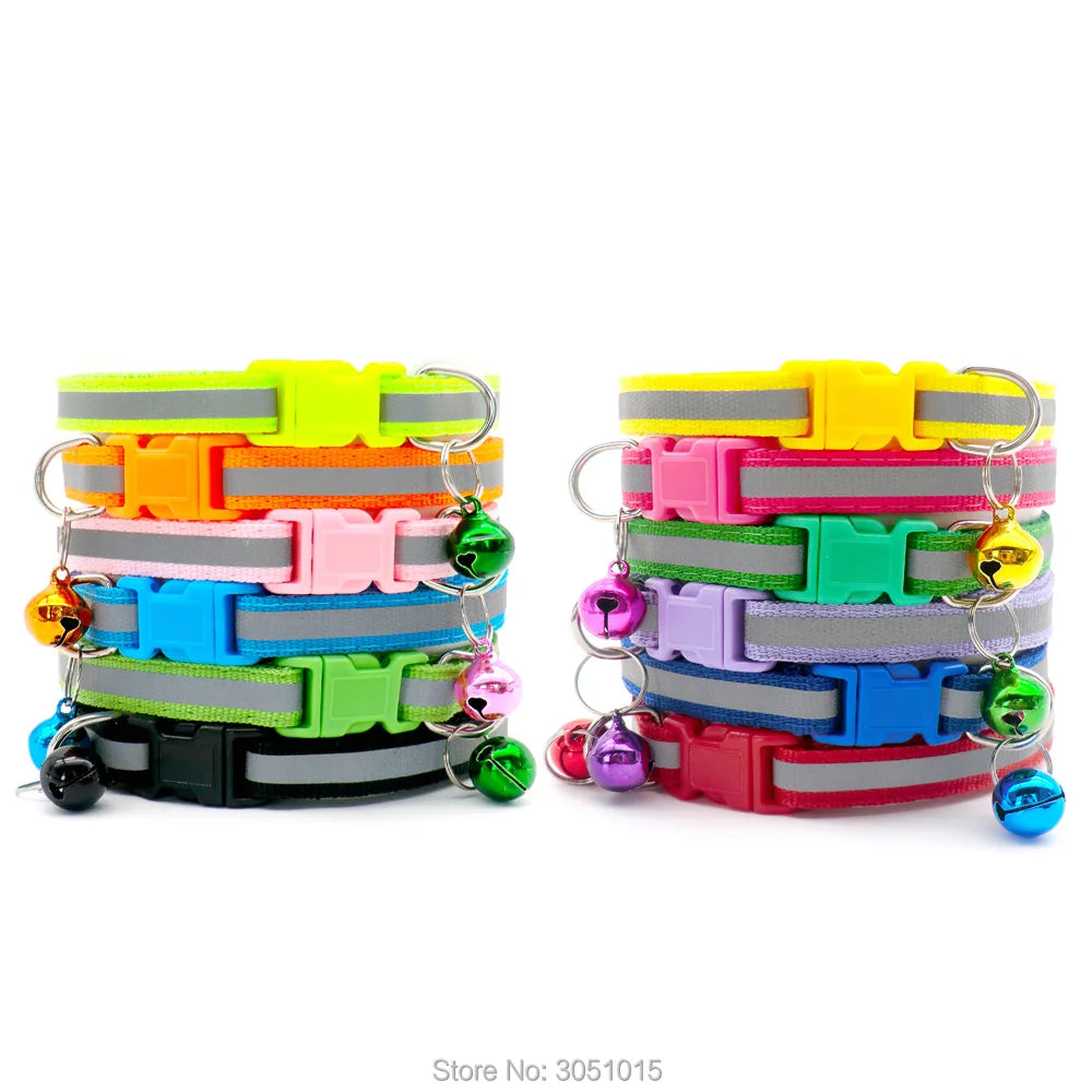 NEW 100PCS Set Dog Collar With Bells Adjustable Customize Necklace Puppy Kitten Collar Accessories Pet Shop Products Rabbit Cats Neck Strap Collar Pets Safety Supplies