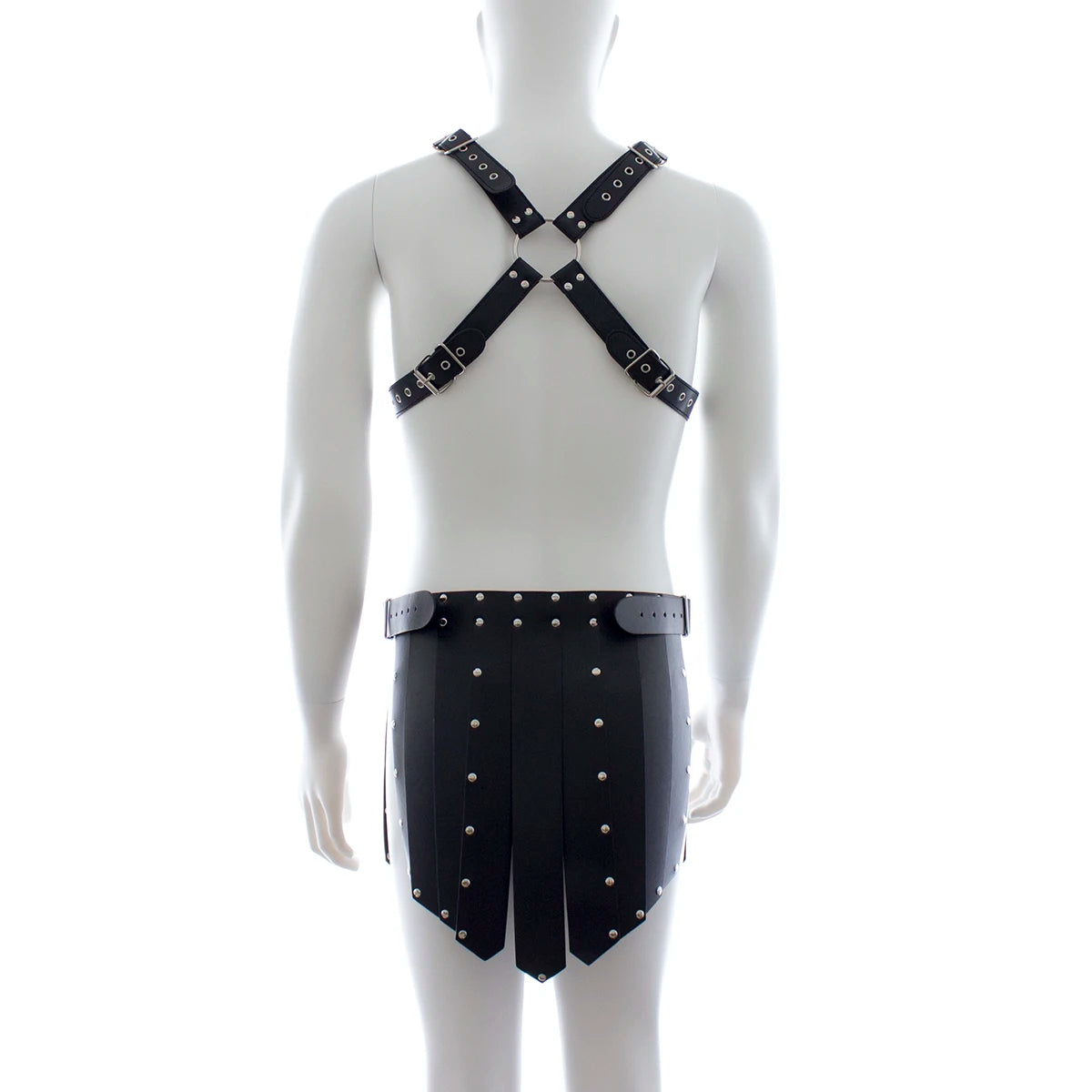 Fetish Men Gay PU Leather Body Sex Harness Gothic Punk Adjustable Rave Costumes Indian Straw Skirt For BDSM Bondage Clubwear