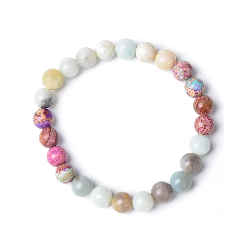 NEW Arrivals 2PCS Tibetan Traditional Set 108 Natural 8mm Emperor Jasper Amazonite Stone Beaded Mala Necklace Meditation Yoga Blessing Healing Jewelry Bracelet Rosary Set