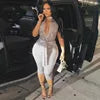 New Spring Summer Sexy Backless Jumpsuit for Women Halter Neck Deep V Snakeskin Print Shorts Playsuit Women Sexy Apparel Accessories