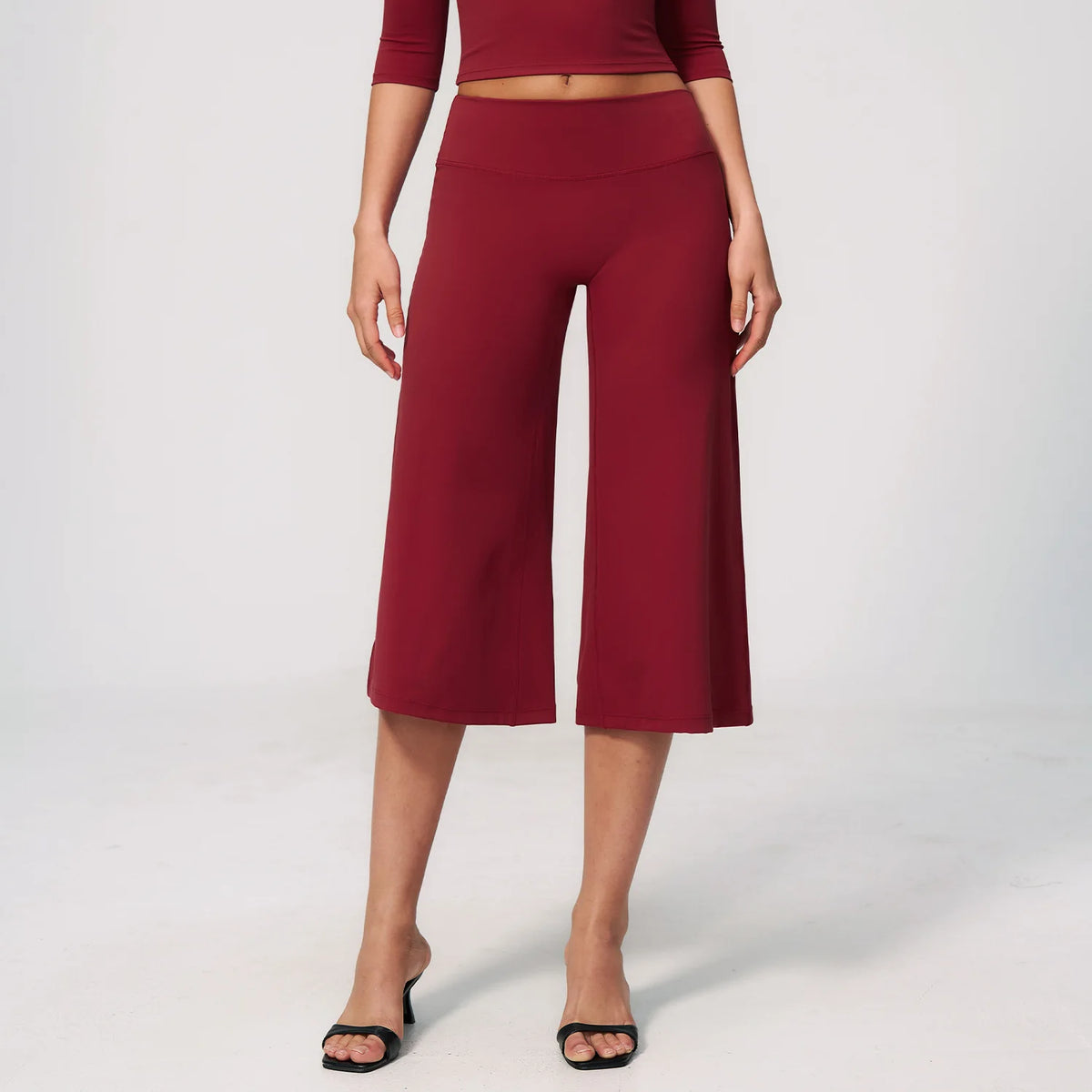5 Colors S-XL Women's High Waisted Capri Pants Wide Leg Yoga Trousers Quick Dry Cropped Leggings Summer Athleisure Outdoor Running Gym Fitness Activewear Female Sports Apparel Accessories