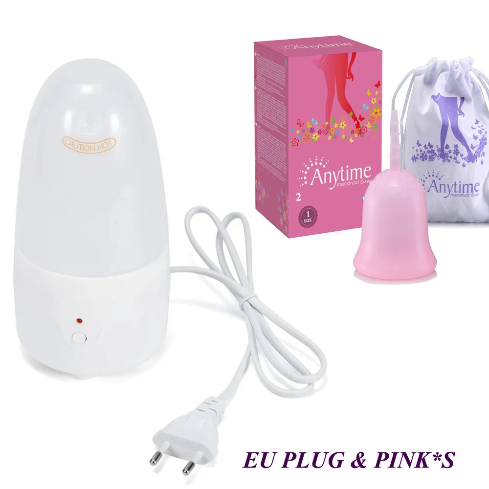 NEW Arrivals Women Girls Electric UK Plug Menstrual Cup Set Steamer Sterilizer Ladies Hygiene Care Accessories Health Care Supplies Sets