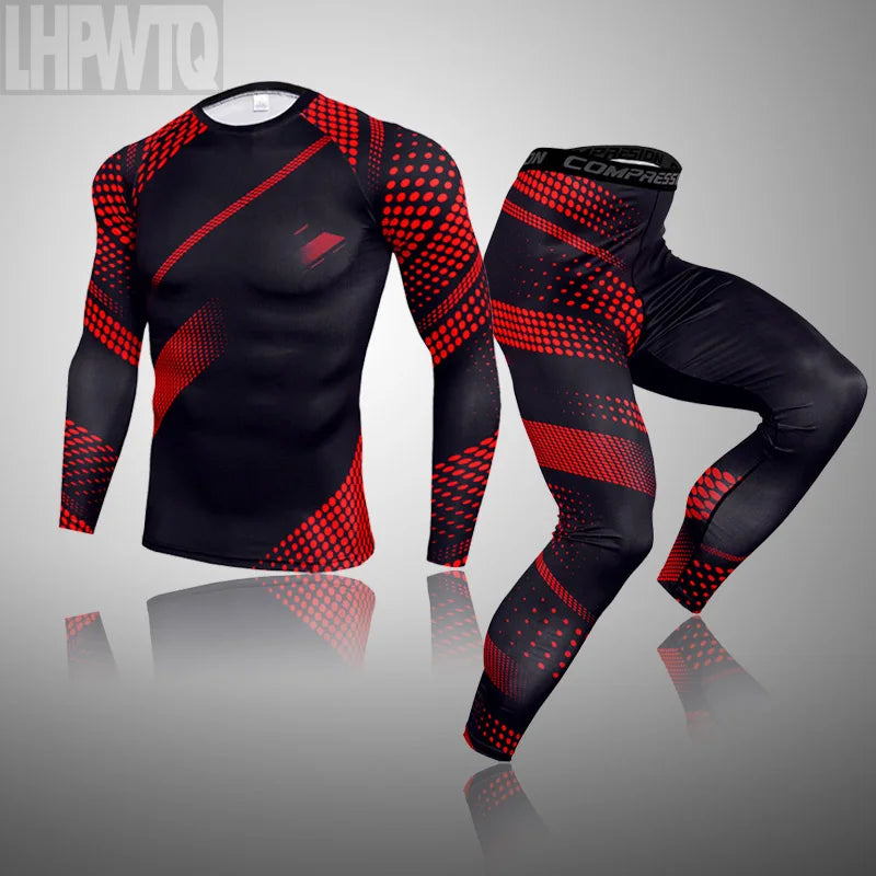NEW 2PCS Set S-3XL Plus Size Winter Tight Tactical Thermal Underwear Men Outdoor Sports Function Breathable Training Cycling ThermL Underwear Long Johns Sports Apparel Supplies