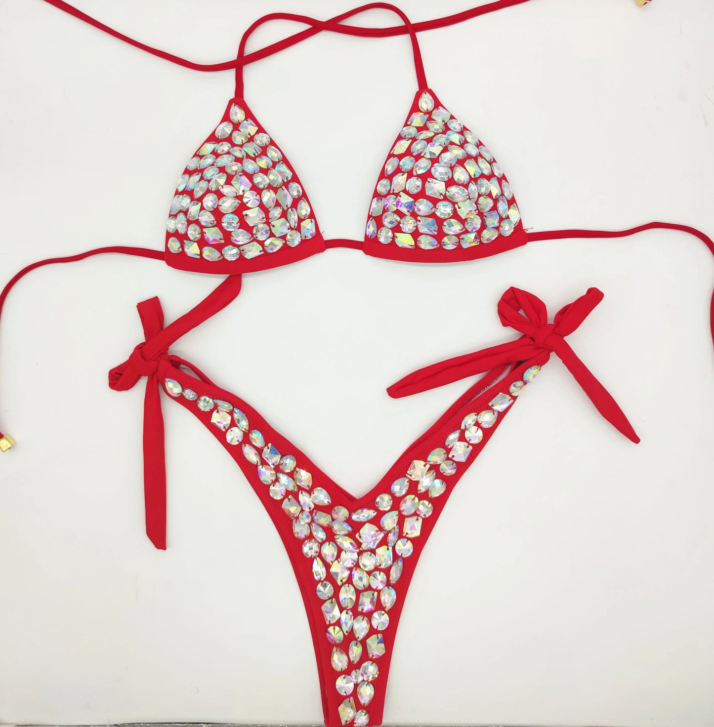 Just Arrived 12 Colors Luxury Rhinestones Diamond Brazilian G-String Sexy Bandage Swimwear Sexy Women's Bikini Set Bathing Beachwear Suit Beach Ladies Outfits