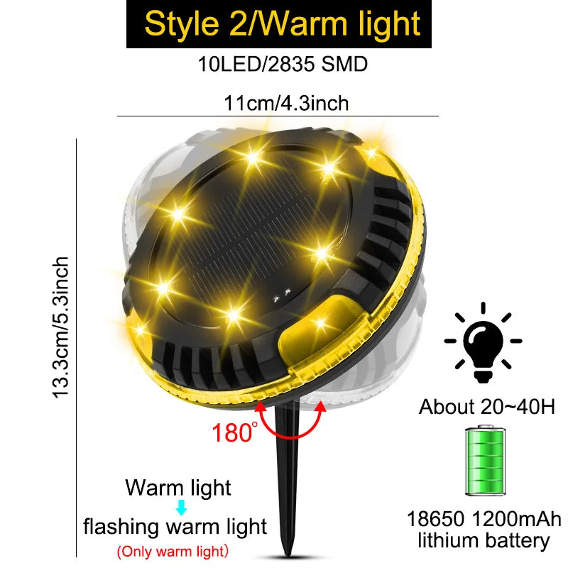 NEW 4PCS Set Solar Powered Ground Colorful RGB/White/ Warm White Light Waterproof Garden Pathway Deck Lights With 8 LEDs Solar Lamps for Home Yard Driveway Lawn Road