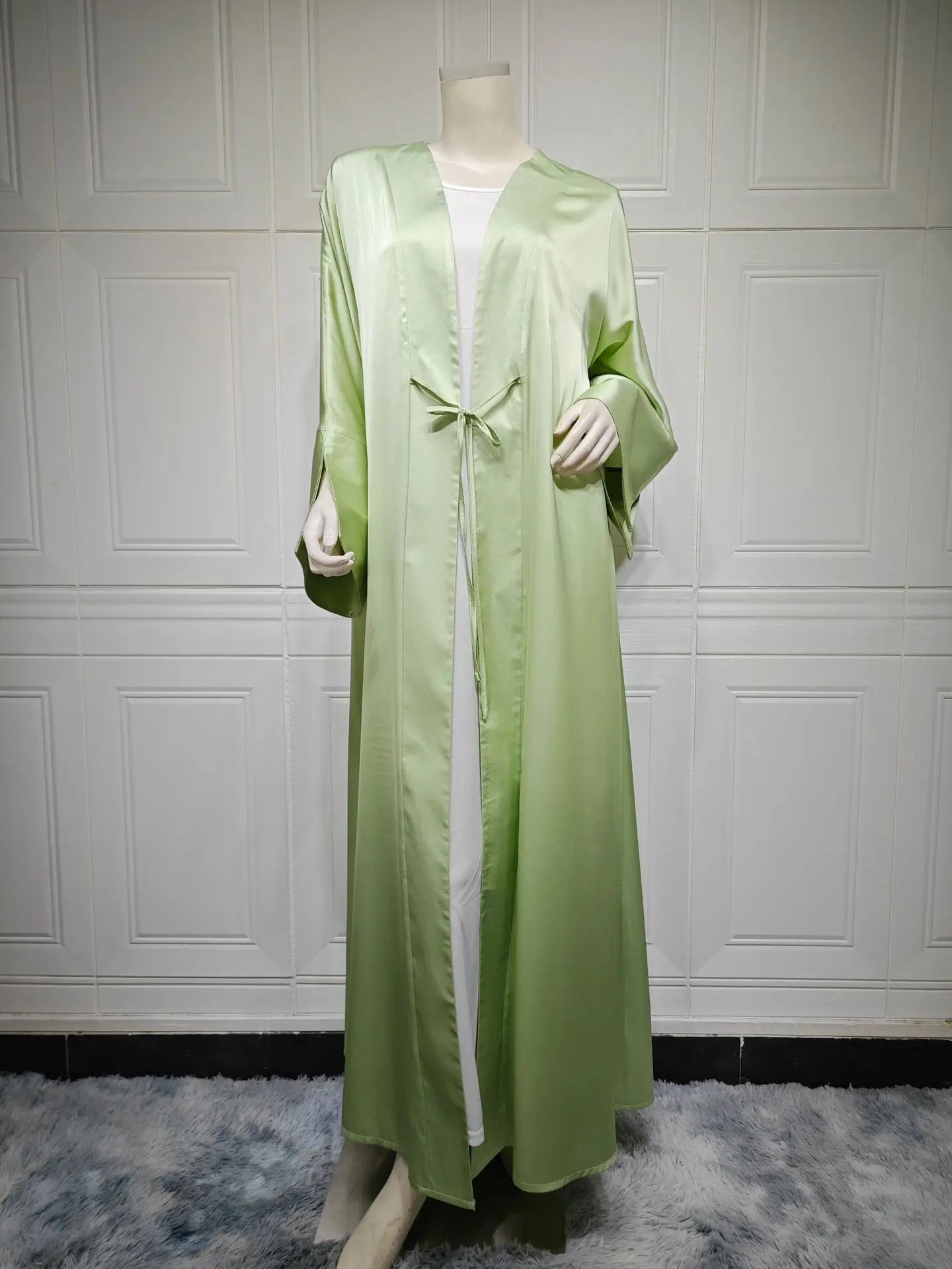 10 Colors S-2XL Plus Size Islamic Arabic Turkish Elegant Modest Breathable Dress Top Coat Eid Al-Adha Robe Islamic Clothing Kimono Open Abaya Dubai Prayer Ramadan Muslim Ladies Apparel Clothing Supplies