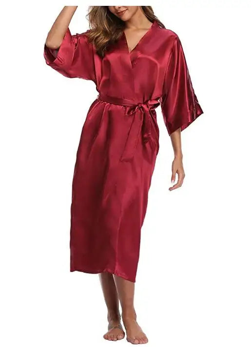 NEW Arrivals S-4XL PLUS SIZE 8 Colors High Quality Women Silk Rayon Robe Sexy Long Lingerie Sleepwear Kimono Yukata Nightgown Ladies Luxury Nightgowns