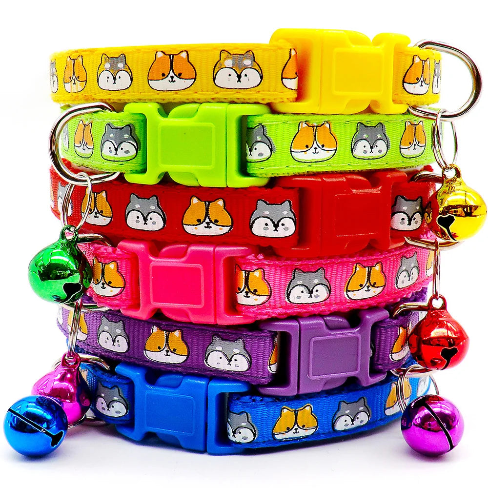 NEW 100PCS Set Dog Collar With Bells Adjustable Customize Necklace Puppy Kitten Collar Accessories Pet Shop Products Rabbit Cats Neck Strap Collar Pets Safety Supplies