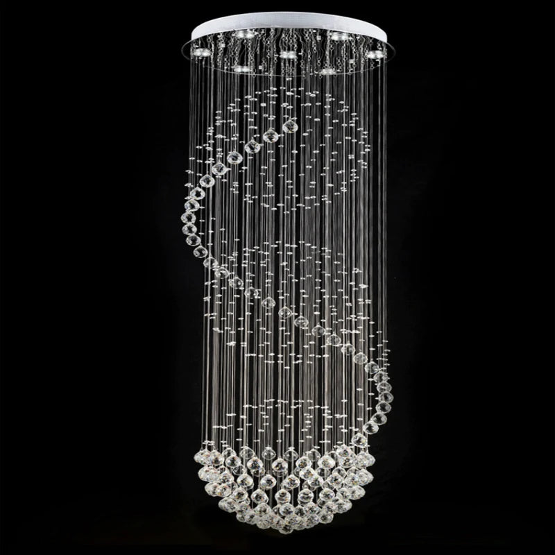 HOT SALE Villa Home Hotel Lobby Luxury K9 Crystal Spiral Chandelier Lights Decorative 5 Year Warranty Foyer Staircase Living Room Hall Ceiling Lamp Ball Tassel Beads Pendant Lights