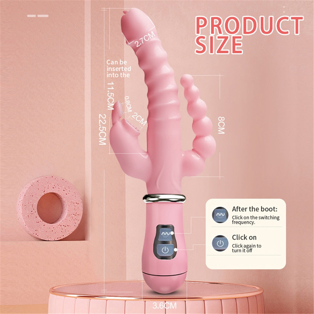 3 In 1 Dildo Rabbit Vibrator Waterproof USB Magnetic Rechargeable Anal Clit Vibrator Sex Toys for Women Couples Sex Shop