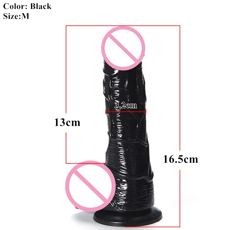 MwOiiOwM 19cm Whopper Black Realistic Dildos Sucker Dick for Women, Erotic Sex Toys Simulation Male Penis Adult Products