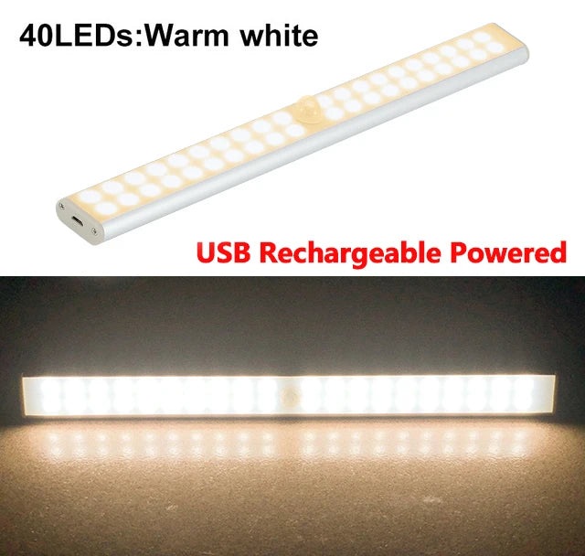 NEW Arrivals Motion Sensor LED Closet Wardrobe Cabinet Office Kitchen Bathroom Light 6 10 24 40 60 LEDs Under Cabinet Light Magnetic Night Lamp For Kitchen Stairs Wardrobe Cupboard Home Lighting Accessories
