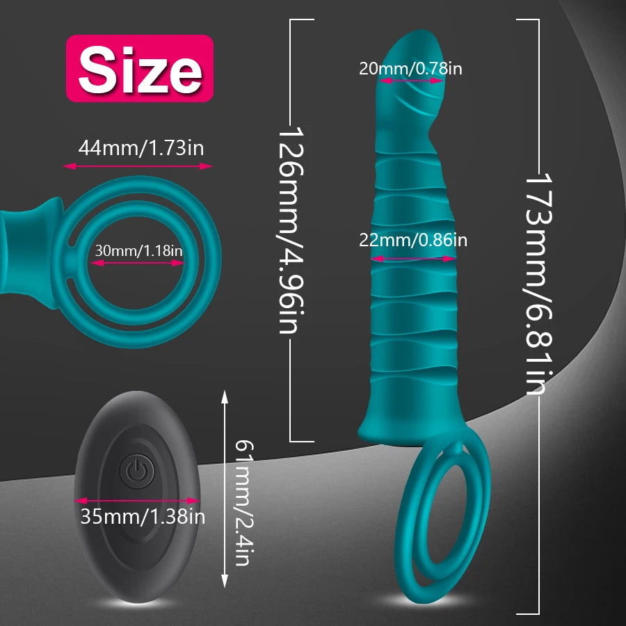 Adult FLXUR Double Penetration Dildo Vibrator Strap On Penis Anal Butt Plug Vibrator for Men Wireless Remote Adult Sex Toy For Couples