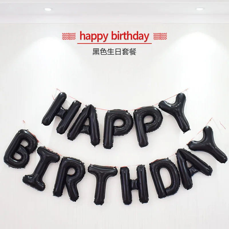 13pcs/set Happy Birthday Letter Foil Balloons Banner baby shower Party Birthday Cake Decoration Globo Kids Gift Inflatable Ball