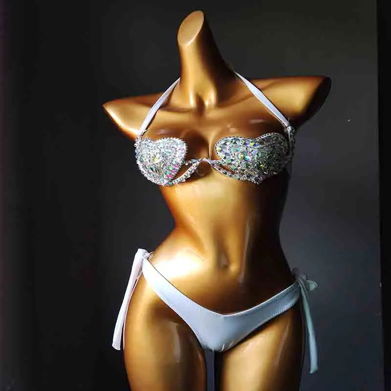 NEW Arrivals 2PCS Set Summer Luxury Diamond Bikini Set New Style Sexy Swimwear Rhinestone Bathing Swimming Pool Suit Sexy Women Beachwear Ladies Luxury Swimwear Suits