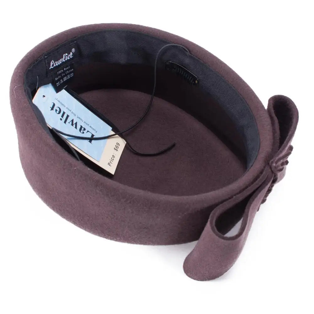 Lawliet Teardrop Fascinator Women Vintage Look Pillbox Hat Top Fancy Wool Felt Hat Cocktail Racing Party Wedding Church A253