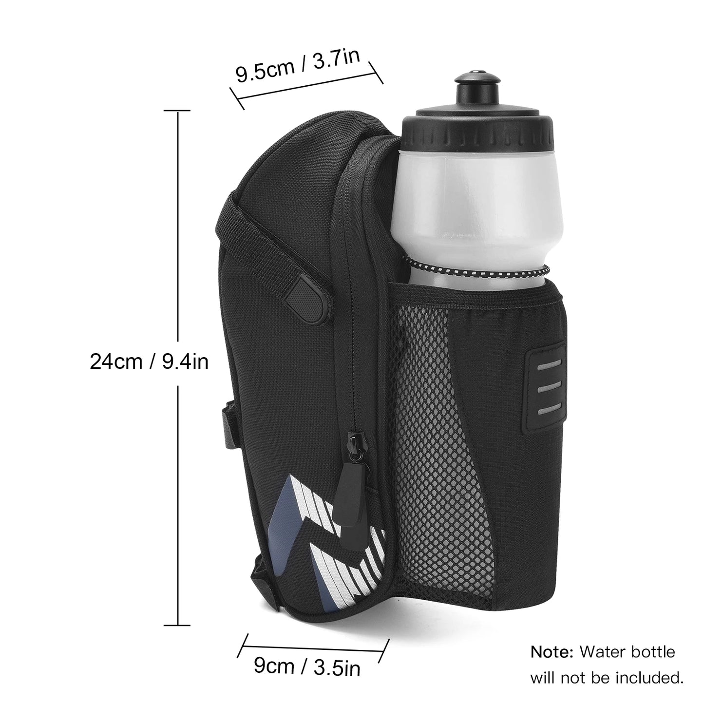 Bicycle Saddle Bag with Water Bottle Pocket Waterproof Large Capacity Bike Bag Reflective Cycling Rear Seat Post Bag