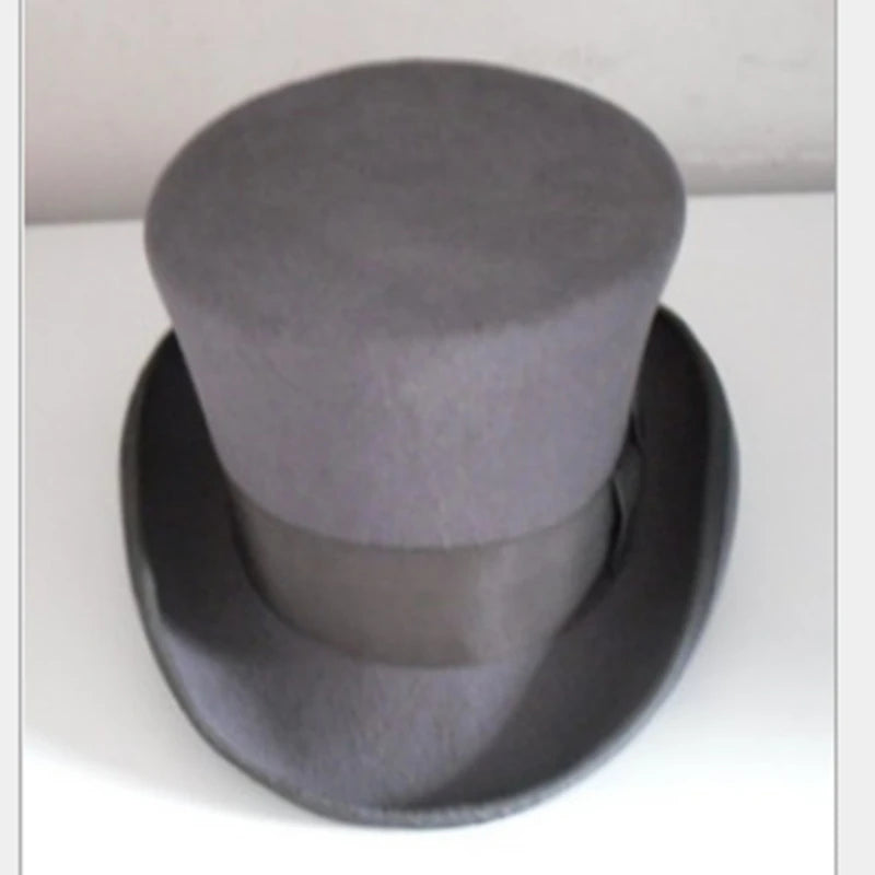 NEW Arrivals British 100% Wool Bow Solid Red/Gray/Black Color Luxury President Hat Formal Events Tuxedos Fashion New Personality Flat Top High Jazz Cap Top Evening Hat