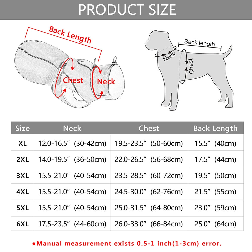 NEW XL-6XL Plus Size Waterproof Big Dog Clothes Winter Warm Large Dog Coat Jacket Reflective Raincoat Clothing For Medium Large Dogs French Bulldog German Shepherd Pets Clothing Supplies
