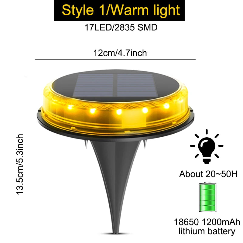 NEW 4PCS Set Solar Powered Ground Colorful RGB/White/ Warm White Light Waterproof Garden Pathway Deck Lights With 8 LEDs Solar Lamps for Home Yard Driveway Lawn Road
