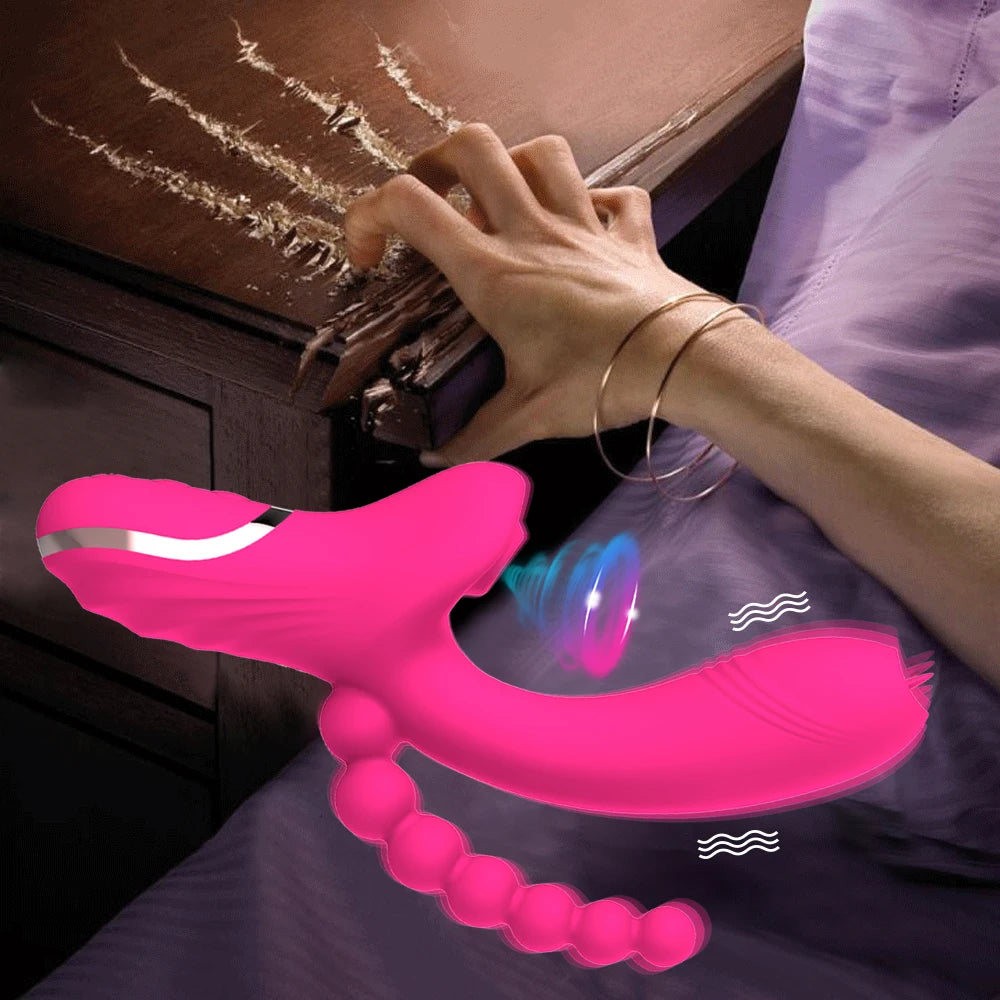 3 in 1 Clit Sucker Dildo Vibrator for Women Clitoris G Spot Tongue Licking Vacuum Stimulator Sex Toys Adult Goods for Female