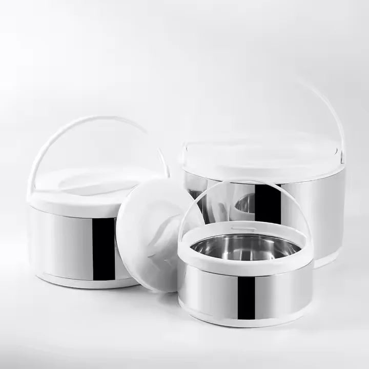3 PCS Set Green/White/Black Colorful 304 Stainless Steel Fresh-Keeping Pot 2/4/8L Large Capacity Handle Insulated Bucket Double Food Containers Lunch Box Picnic Outdoor Camping Kitchenware Supplies Cooking Tools Set