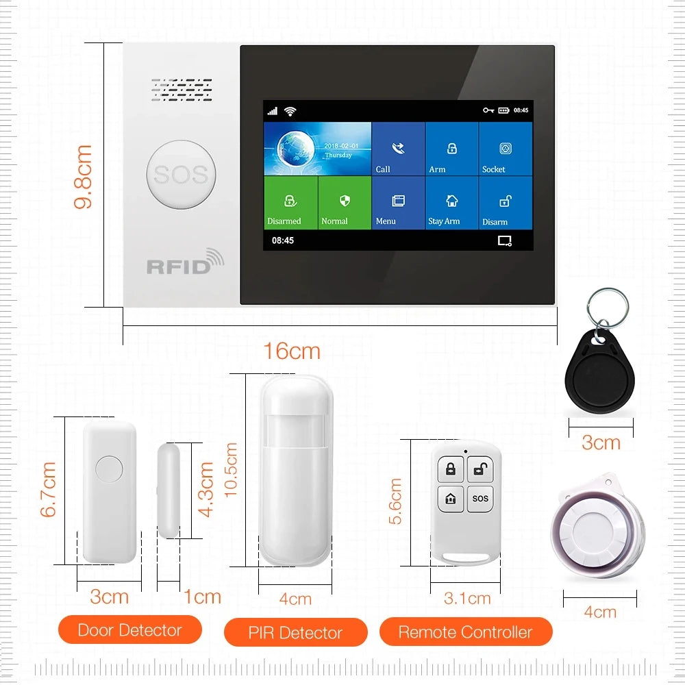 NEW Arrivals TUYA App Smart Wireless Home WIFI GSM GPRS Burglar Home Security With Motion Detector Sensor Burglar Alarm System Smart Life APP Home Security Systems