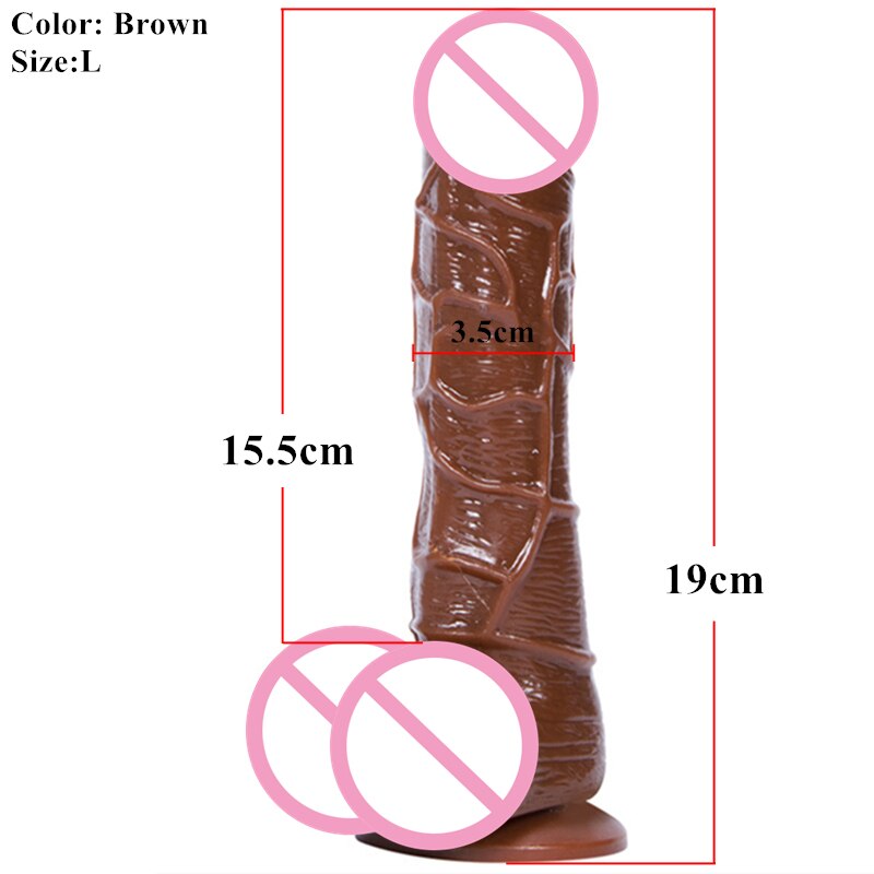MwOiiOwM 19cm Whopper Black Realistic Dildos Sucker Dick for Women, Erotic Sex Toys Simulation Male Penis Adult Products