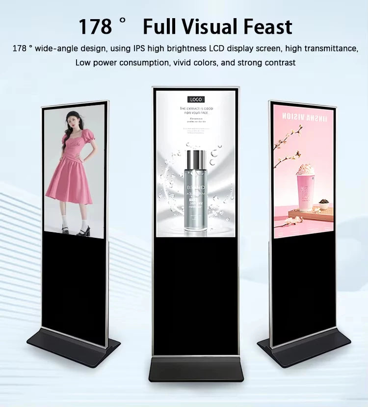HOT SALE 32* Inch Indoor Floor Stand Digital Signage LCD Advertising Kiosk Touch Screen Smart Display Board WI-FI OEM System for Business Shop Mall Advertising Smart Android Screen System