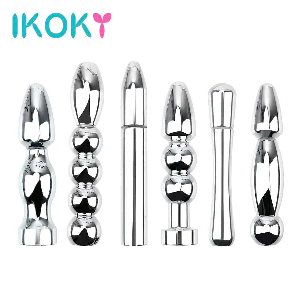IKOKY E-Stimulation Dildo Medical Sex Toy Sex Toys For Women Electro Shock Butt Plug Metal Anal Plug Vaginal Plug Anal Massage
