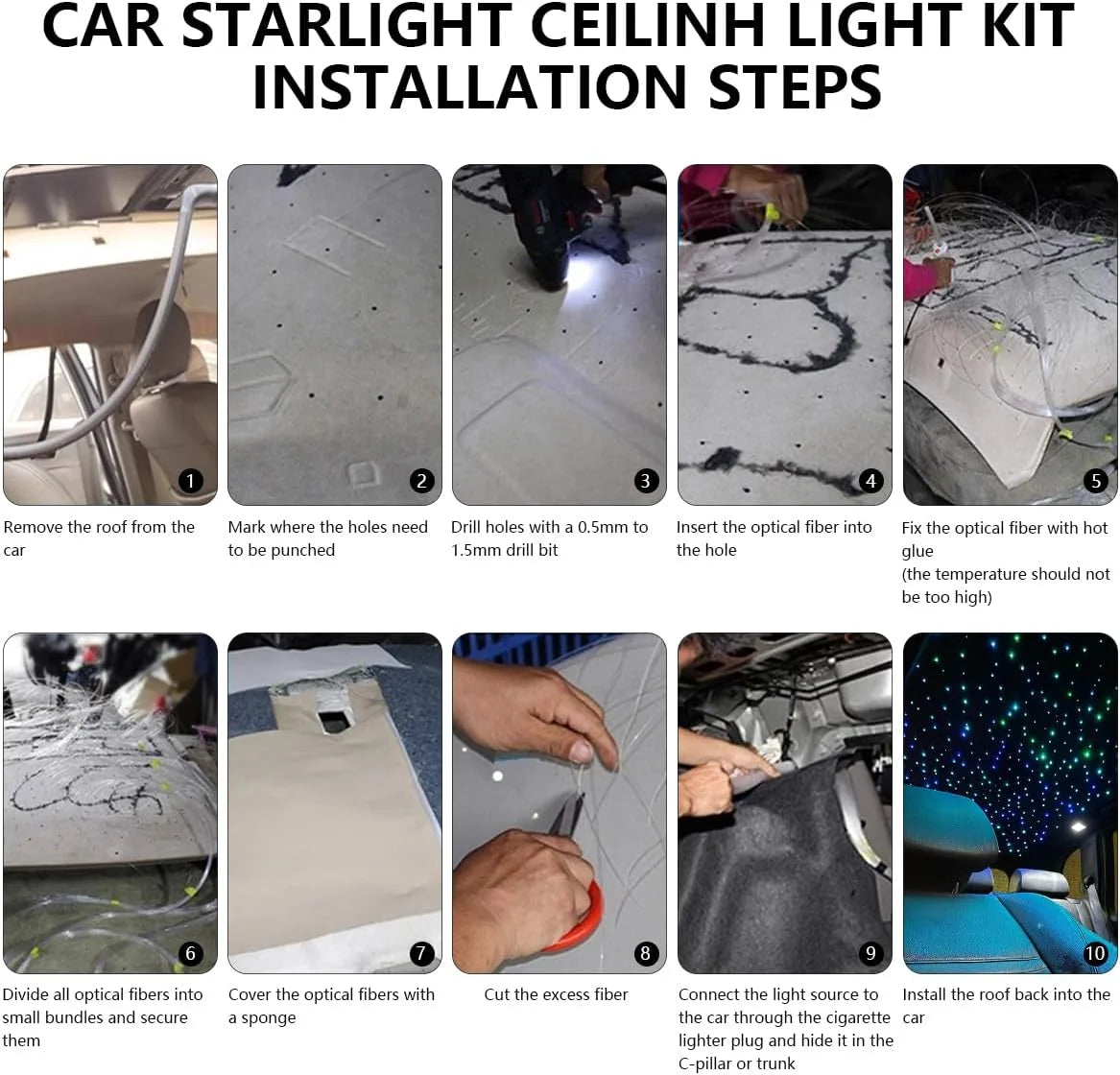Car & Home Use APP/Remote Control Projector Twinkle 16W Fiber Optic Star Headliner Premium 600 Piece Starlight Atmosphere Headliner Kit for Car Roof Ceiling Home Living Room Night Party .