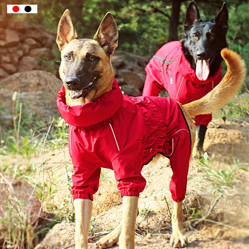 NEW S-5XL Plus Size Black/Red Waterproof Pet Dog Outdoor Jacket Clothes Winter Warm Coat Big Jumpsuit Reflective Raincoat For Small Medium Large Dogs Clothing Accessories Pets Supplies