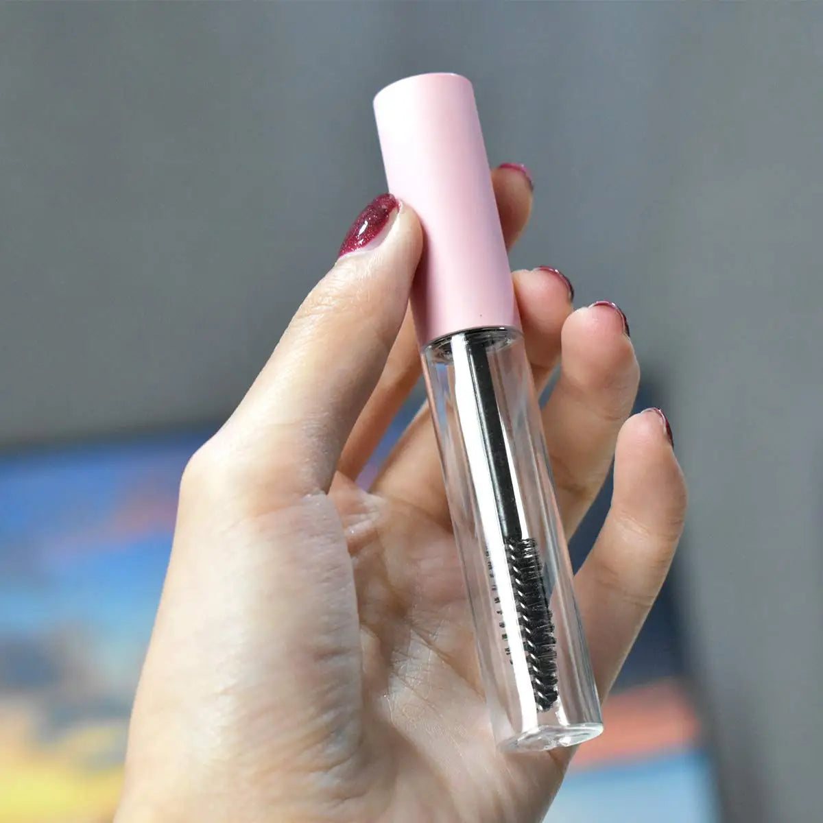 100pack Refillable Mascara Tubes with Rubber Inserts with Pink Cap for Cosmetic Packaging